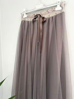 Long tulle skirt, Taupe