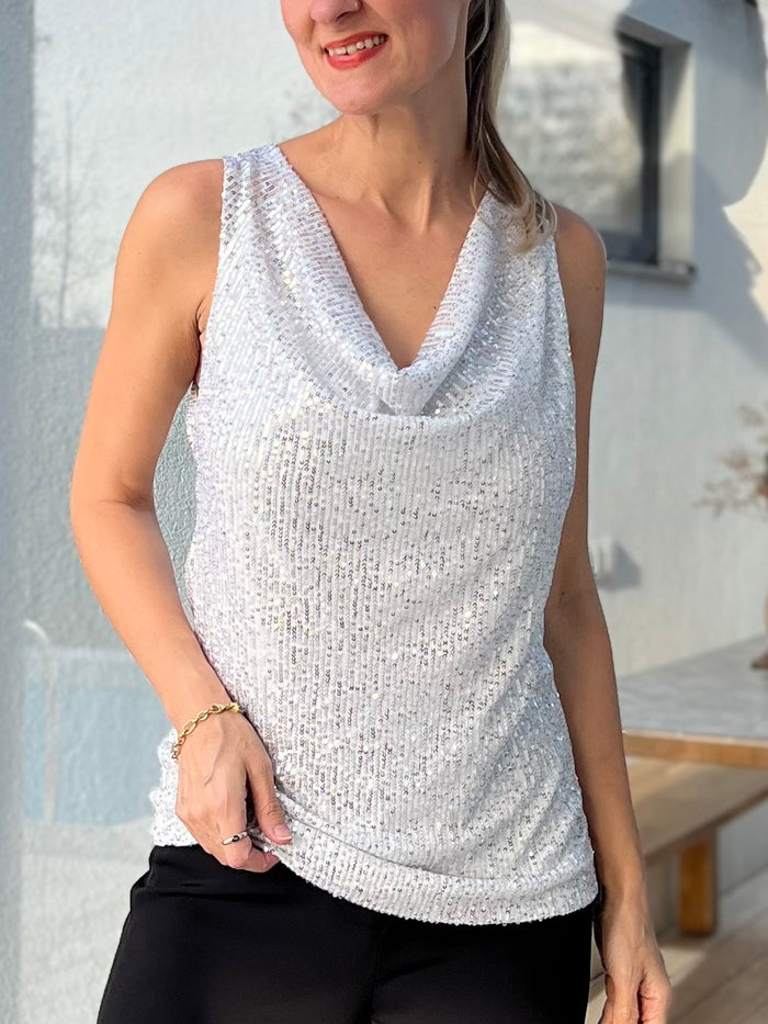 Sydney sequin top, silver