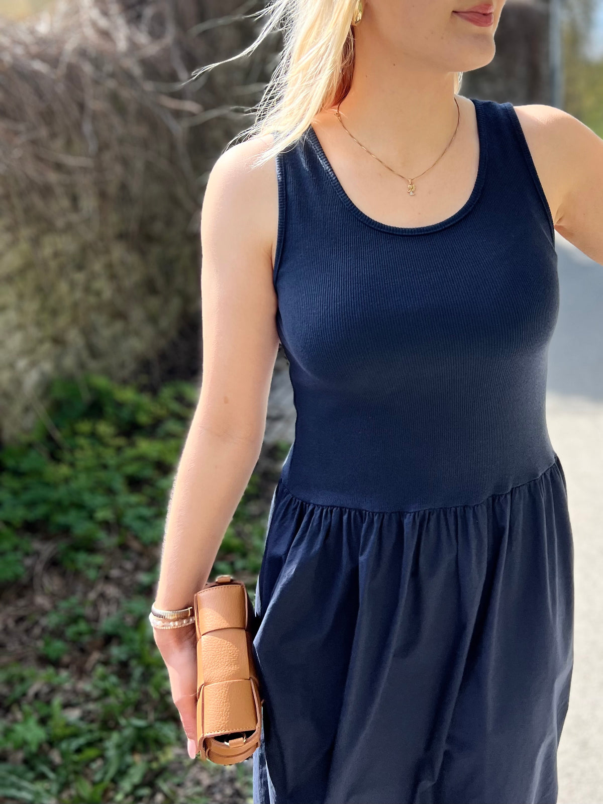 Letizia cotton dress, navy