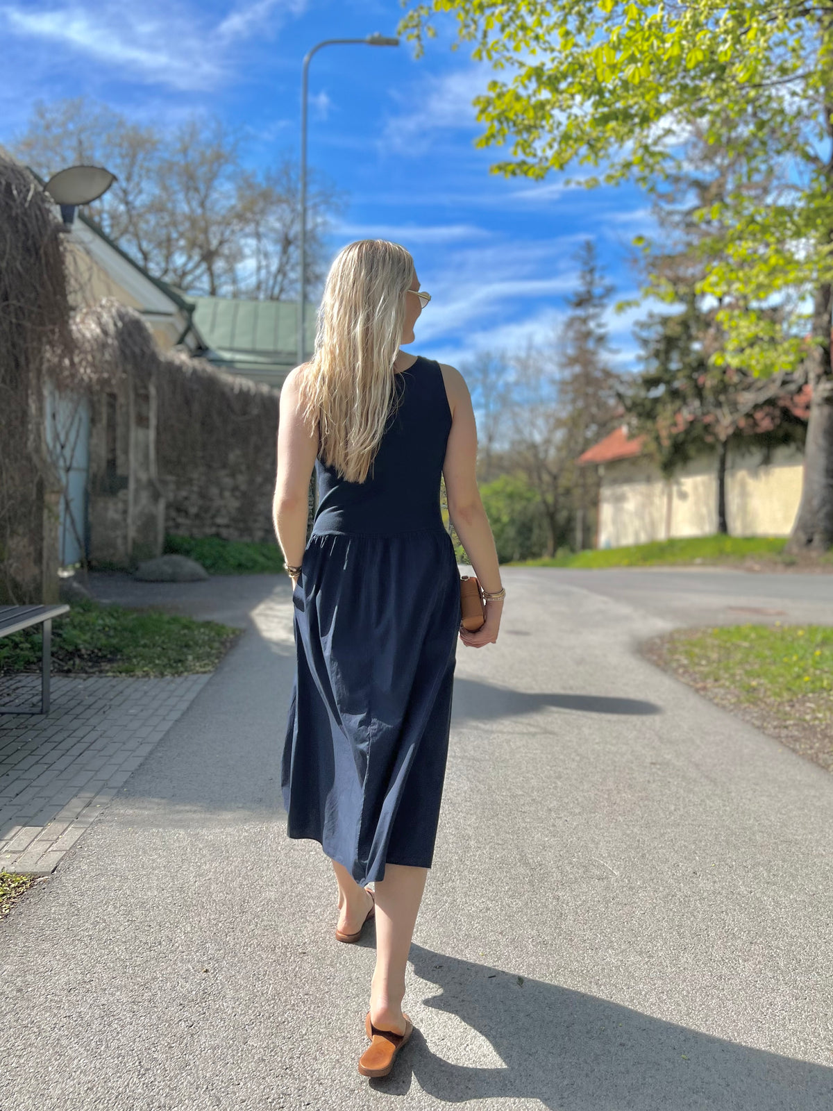 Letizia cotton dress, navy