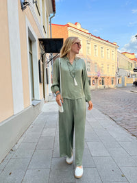 Garda silk viscose trousers, light olive