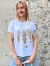 Feather - t-shirt, white / Champagne