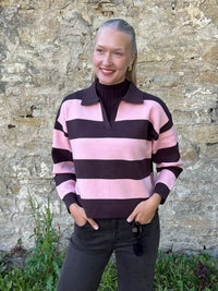 Brandi -neule, tummanruskea/roosa