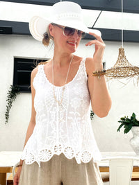 Arianna -puuvillatoppi, valkoinen