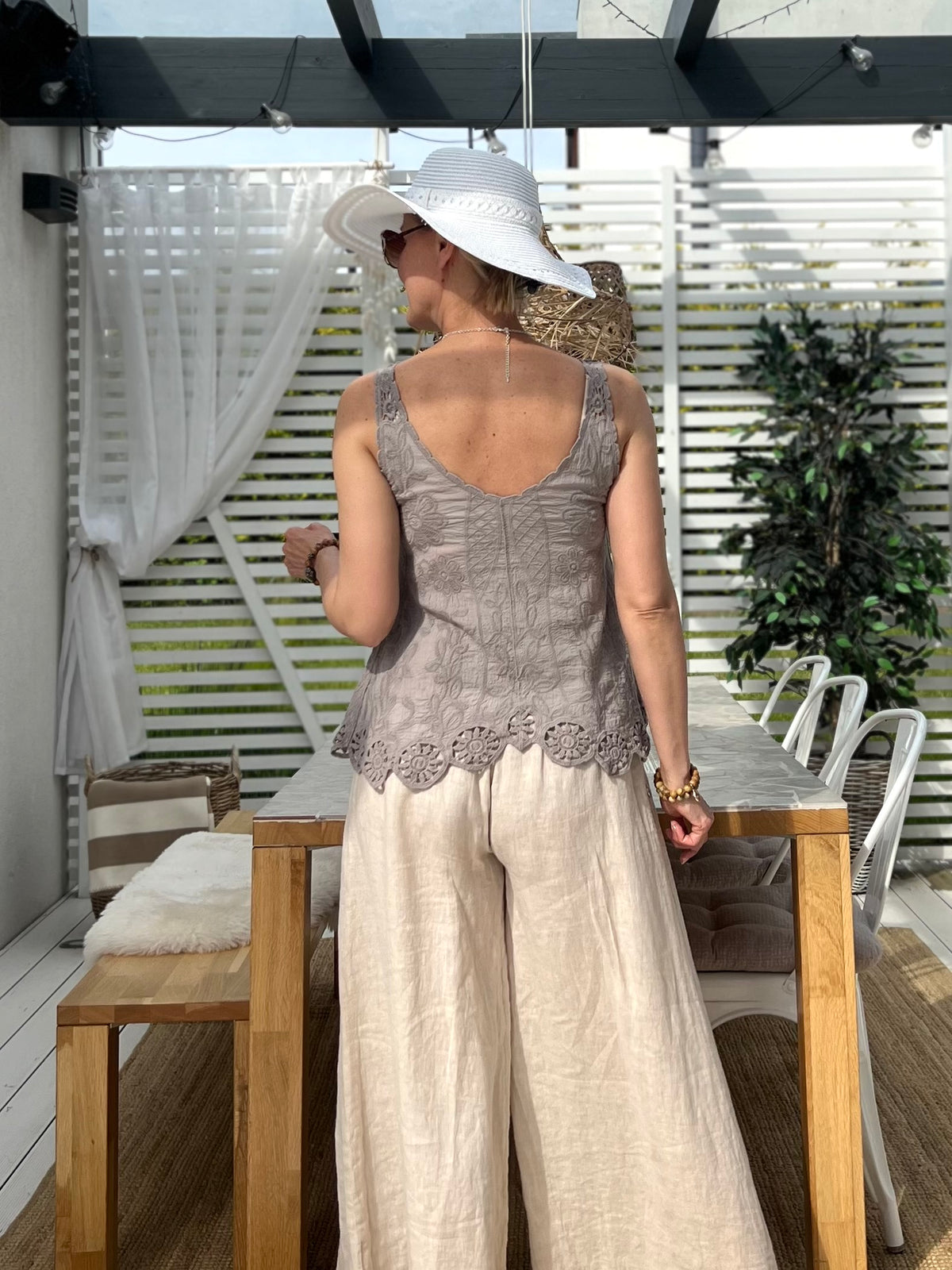 Arianna -puuvillatoppi, taupe