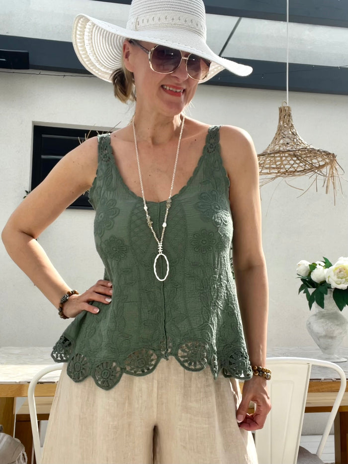 Arianna -puuvillatoppi, vihreä