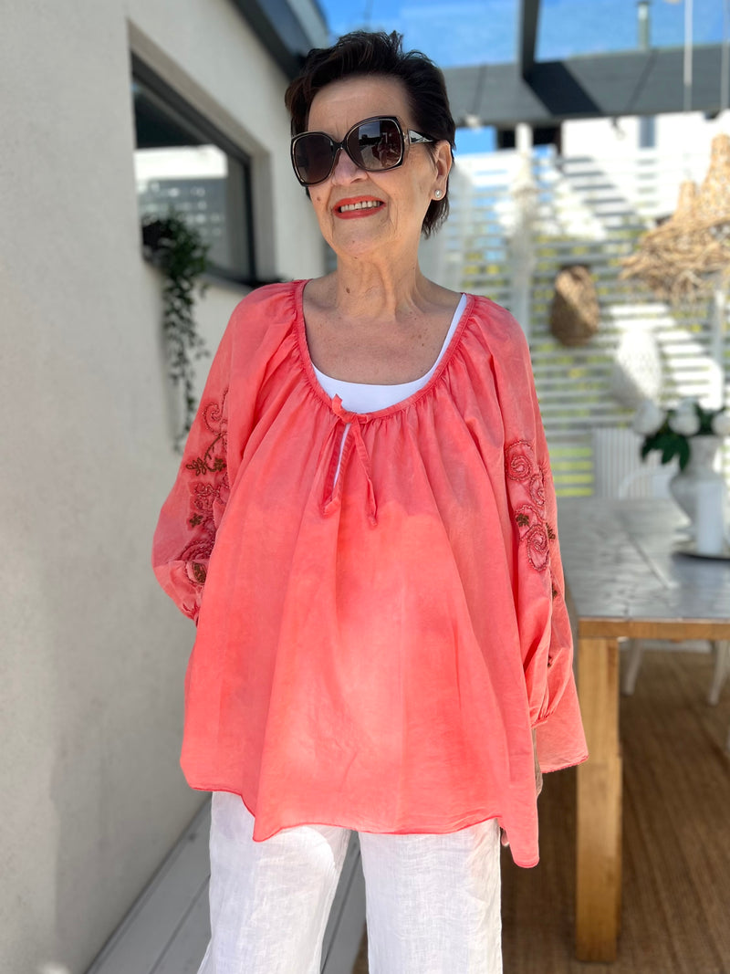 Corfu oversize sweater, coral
