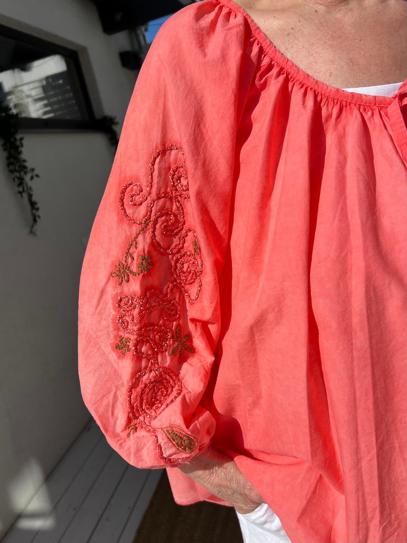 Corfu oversize sweater, coral