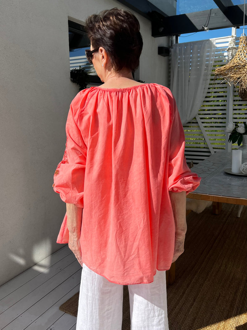 Corfu oversize sweater, coral