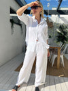 Elite Stripes linen shirt, white