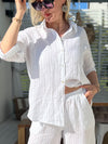 Elite Stripes linen shirt, white
