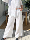 Elite Stripes linen pants, white