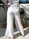 Elite Stripes linen pants, white