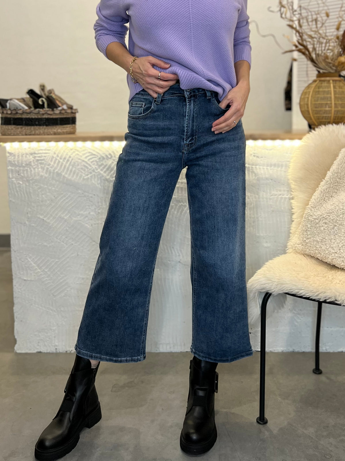 Denim Cara Culottes jeans, indigo