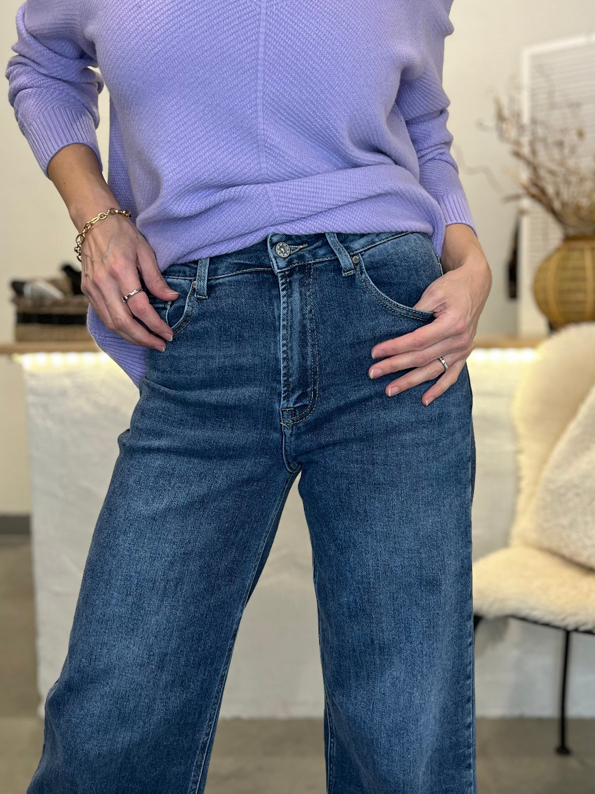 Denim Cara Culottes jeans, indigo