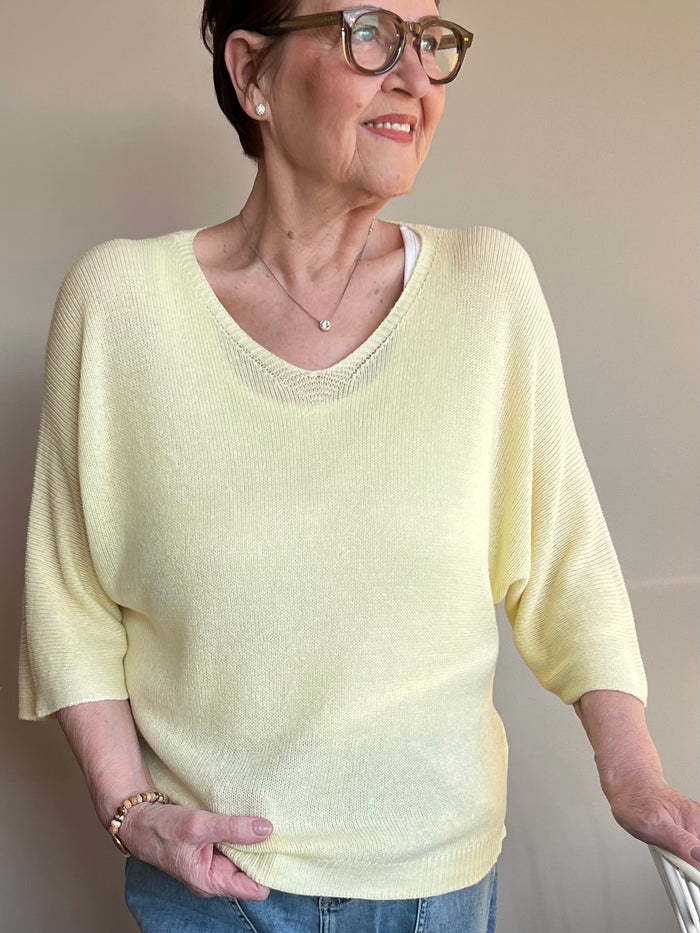 Elenore -neule, vaalea keltainen