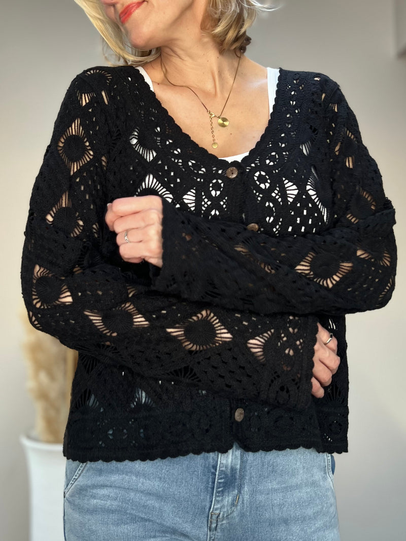 Crochet cardigan, black