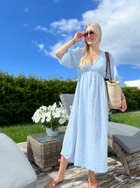 Corfu Stripes maxi dress, blue/white