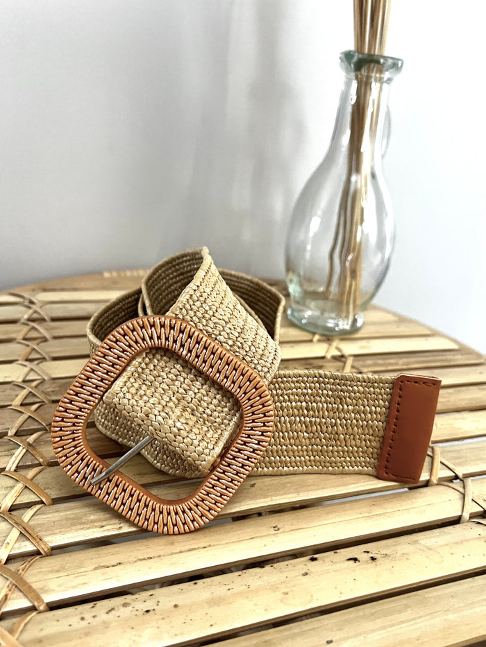 Playa stretch belt, black / beige