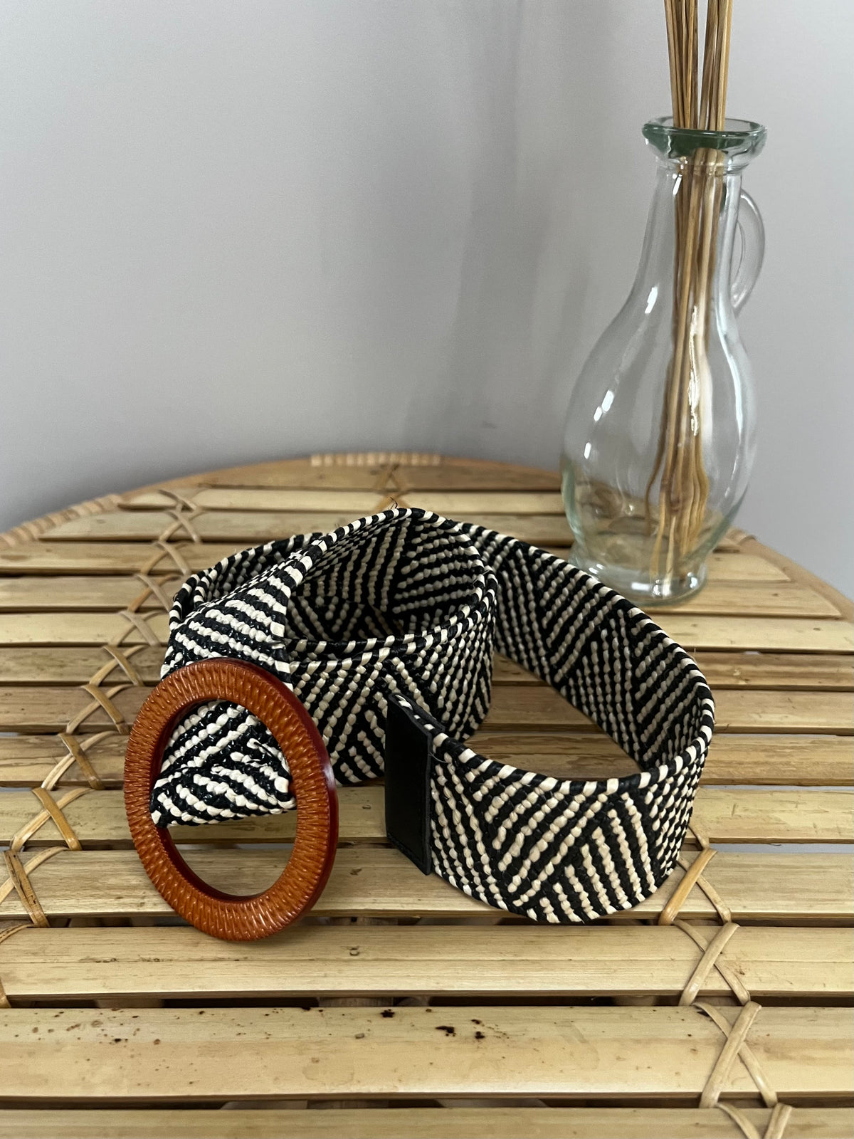 Playa stretch belt, black / beige