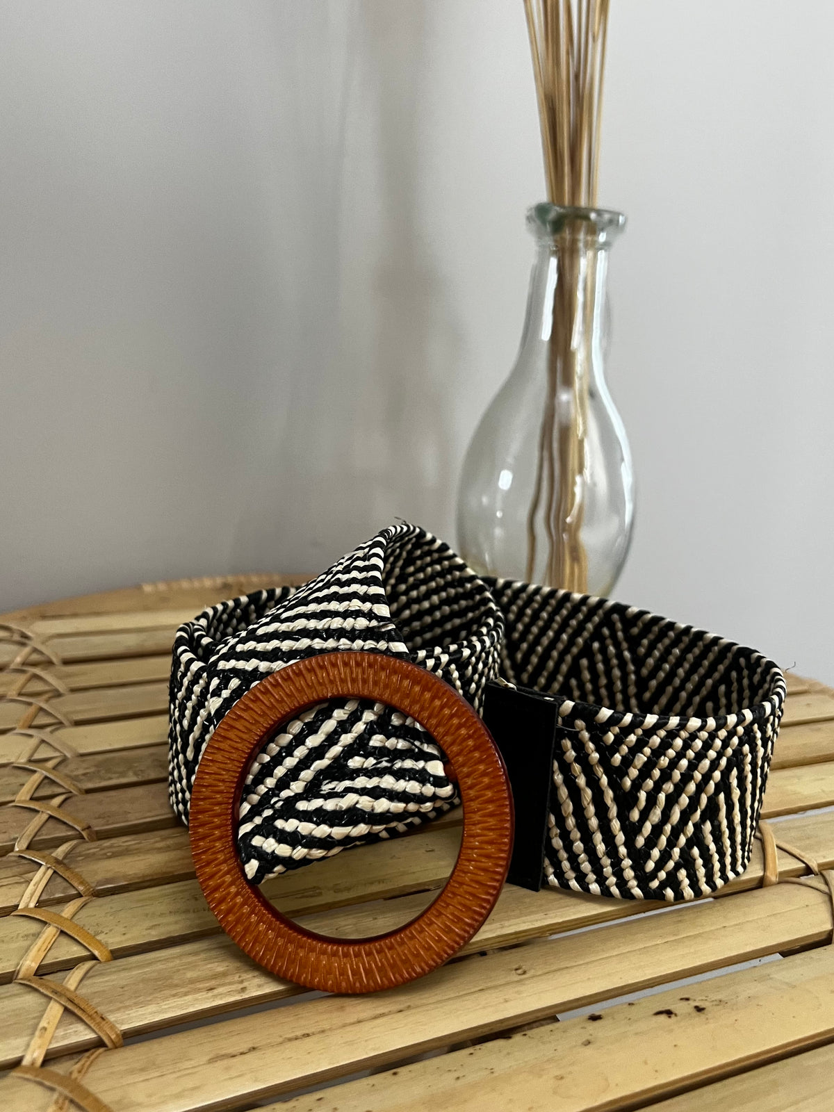 Playa stretch belt, black / beige