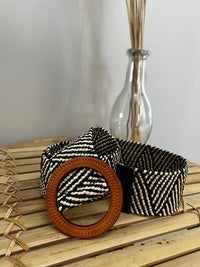 Playa stretch belt, black / beige