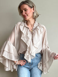 Gemma -röyhelöpaita, vaalea taupe