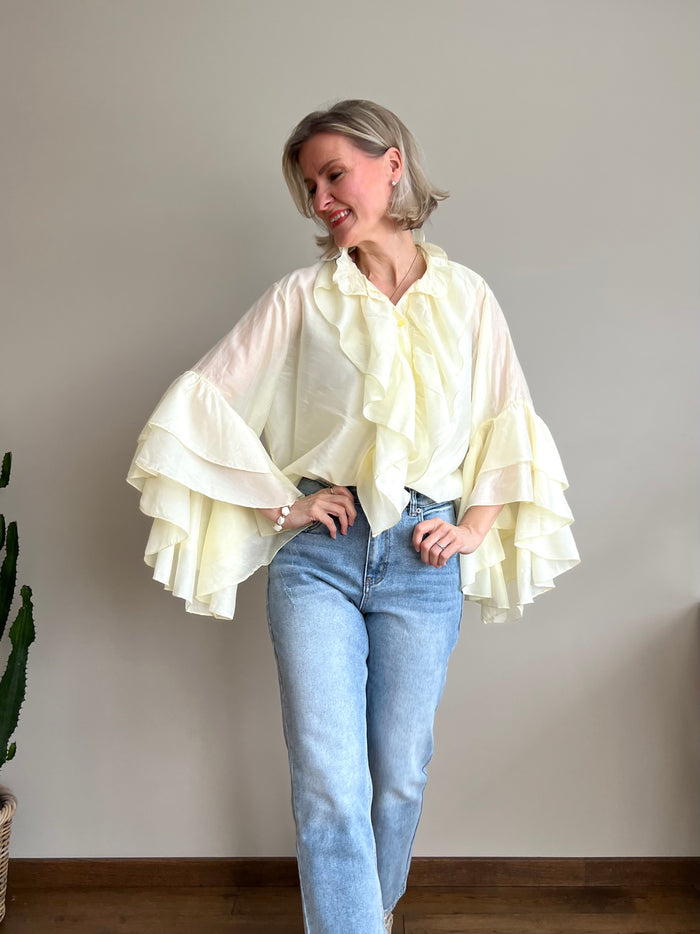 Gemma -röyhelöpaita, vaalea keltainen