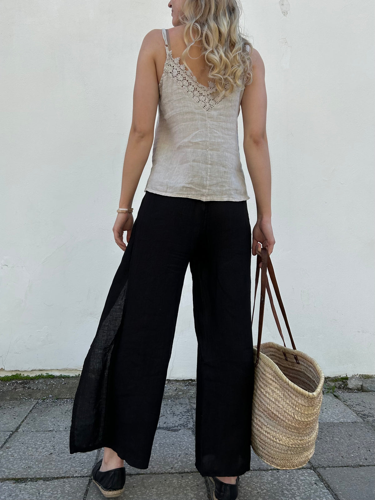 Zia linen trousers, black