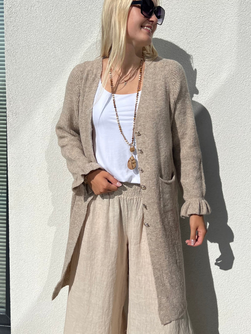 Donna -neuletakki, tumma beige