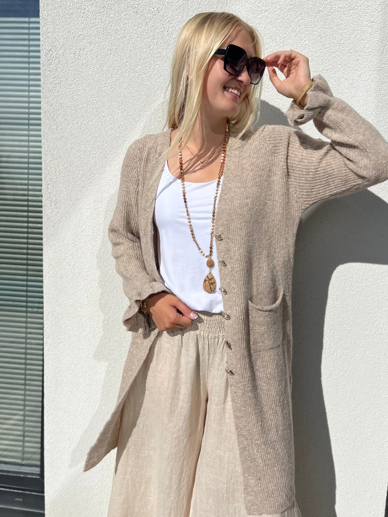 Donna -neuletakki, tumma beige
