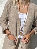 Donna -neuletakki, tumma beige