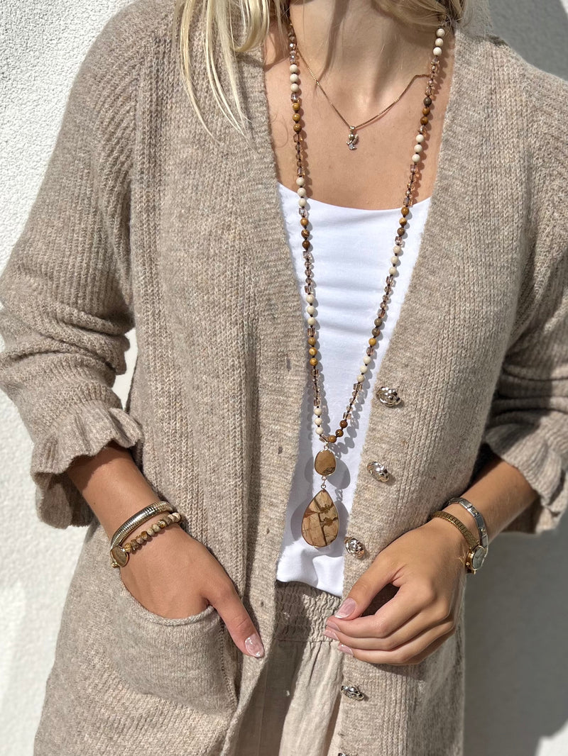 Donna -neuletakki, tumma beige
