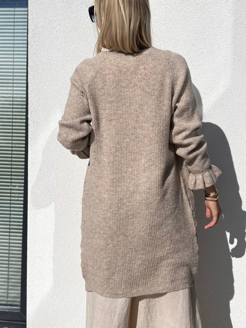 Donna -neuletakki, tumma beige