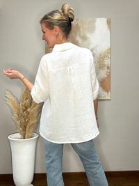 Lacy linen shirt, white