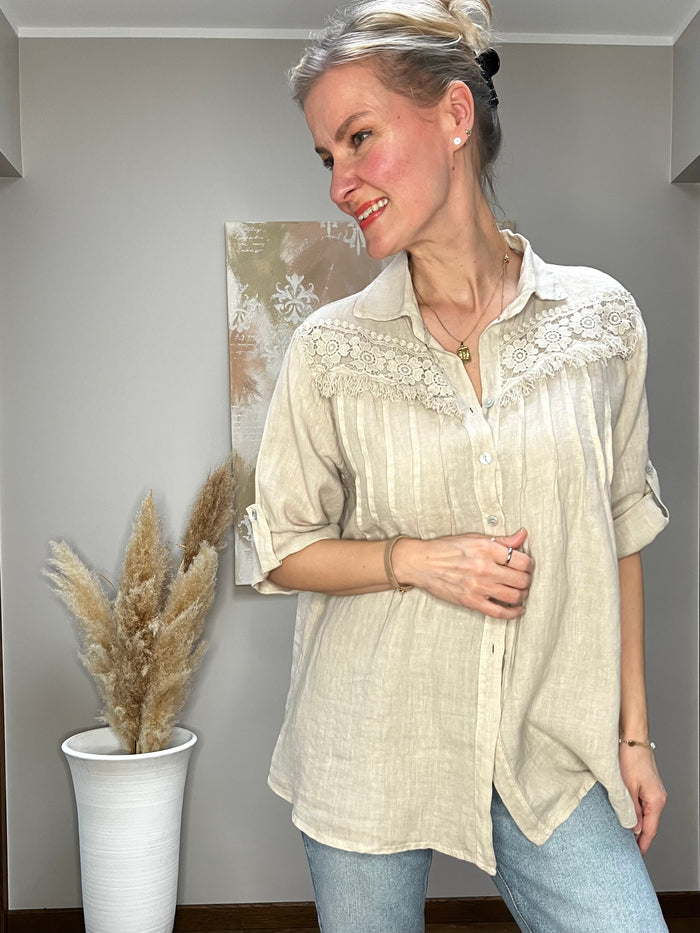 Lacy linen shirt, sand
