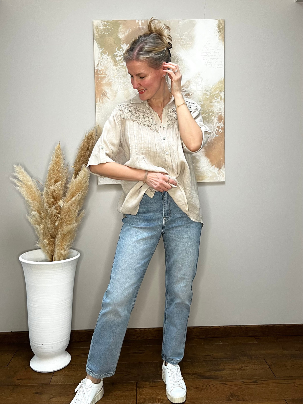Lacy linen shirt, sand