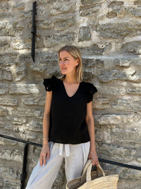 Cassandra -pellavaröyhelötoppi, musta