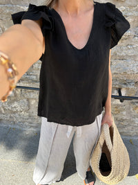 Cassandra -pellavaröyhelötoppi, musta