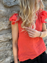 Cassandra -pellavaröyhelötoppi, coral