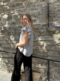 Cassandra -pellavaröyhelötoppi, harmaa