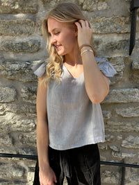 Cassandra -pellavaröyhelötoppi, harmaa