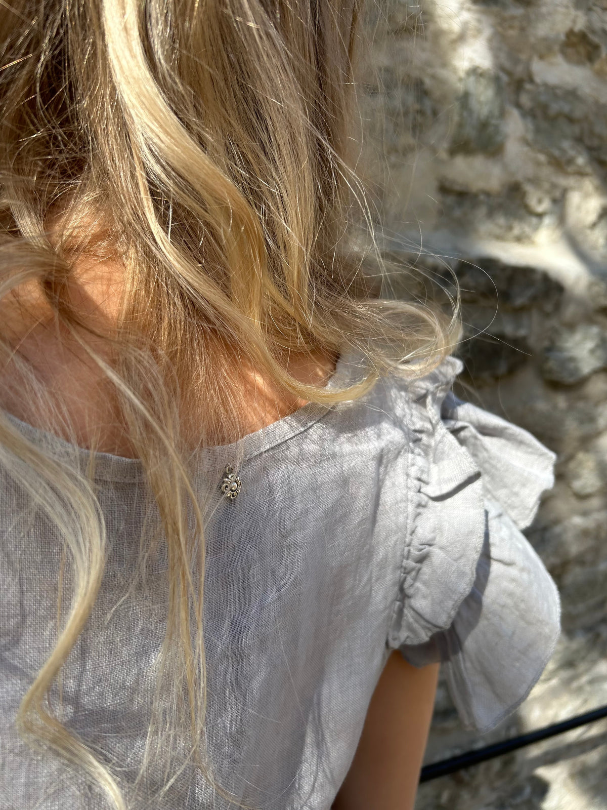 Cassandra -pellavaröyhelötoppi, harmaa