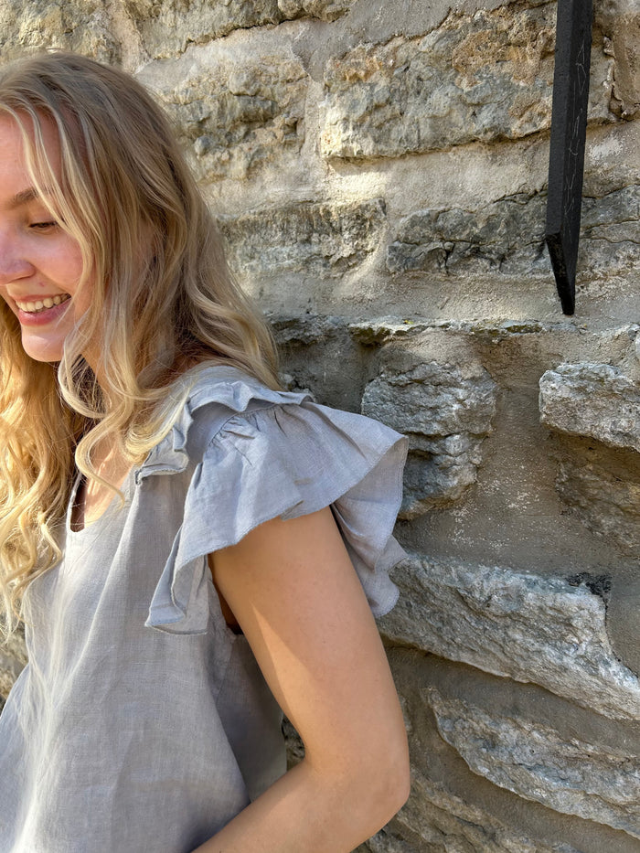 Cassandra -pellavaröyhelötoppi, harmaa