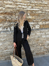 Lyda linen blazer, black