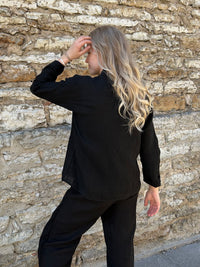 Lyda linen blazer, black