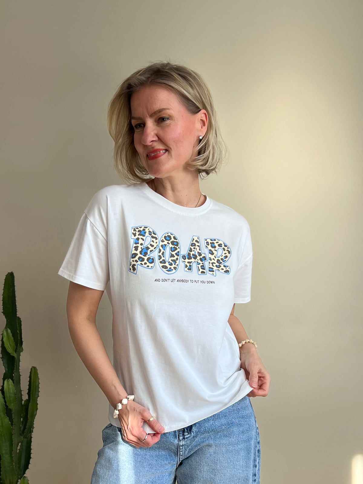 Roar -t-paita, valkoinen / sininen