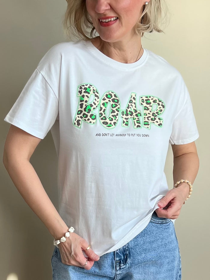 Roar -t-paita, valkoinen / vihreä