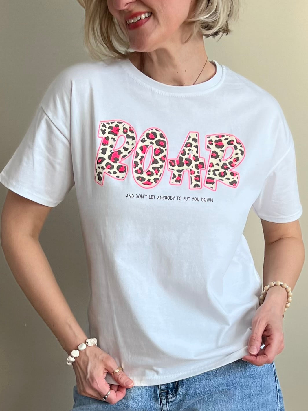 Roar -t-paita, valkoinen / pinkki