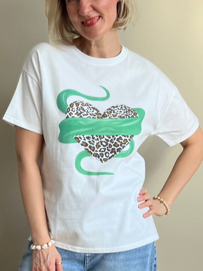 Heart -t-paita, valkoinen / vihreä